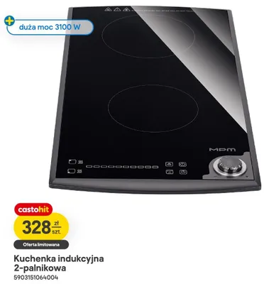 Kuchenka indukcyjna 2-palnikowa MPM 3100W promocja w Castorama