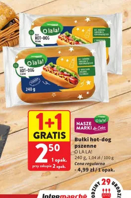 Bułki hot-dog pszenne O la la! promocja w Intermarche