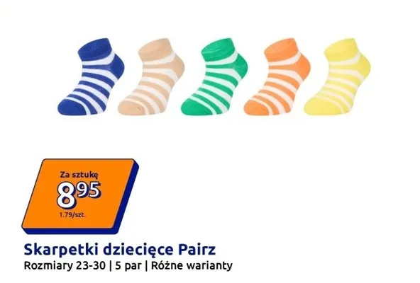 Skarpetki dziecięce, 5 par promocja w Action