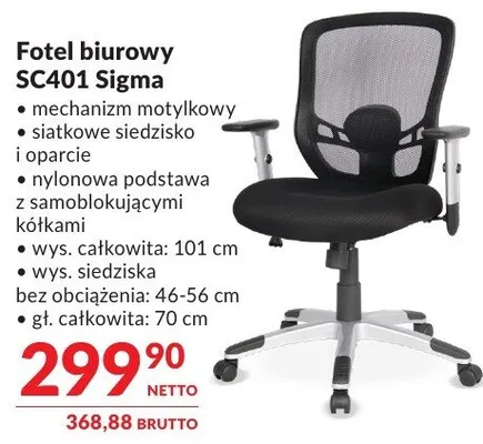 Fotel biurowy SC401 Sigma promocja w Makro