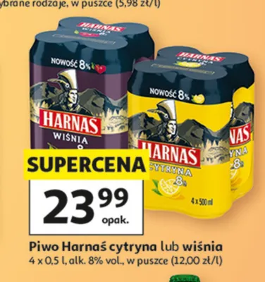 Piwo Harnaś cytryna 4-pak 500 ml promocja w Auchan