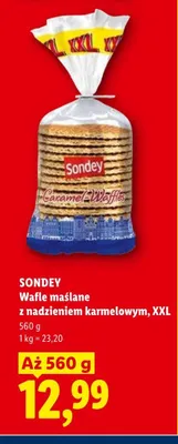 Wafle maślane z nadzieniem karmelowym XXL Sondey promocja w Lidl
