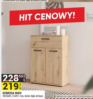Komoda Niko 59,9x81,7x29,1cm kolor dąb artisan promocja w Merkury Market