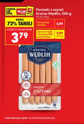 Parówki z szynki Kraina Wędlin promocja w Biedronka