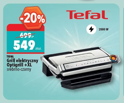 Grill elektryczny Optigrill +XL TEFAL srebrno-czarny 2000W promocja w Biedronka Home