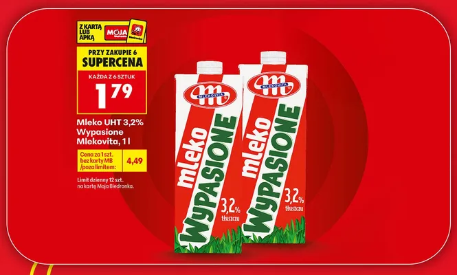 Mleko UHT 3,2% Wypasione Mlekovita promocja w Biedronka