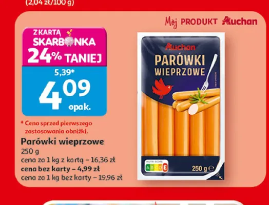 Parówki wieprzowe Auchan promocja w Auchan