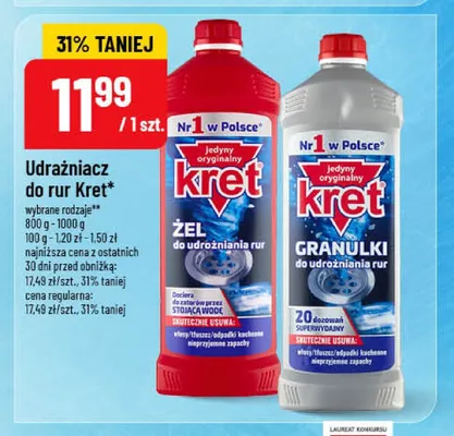 Granulki do udrażniania rur Kret promocja w POLOmarket