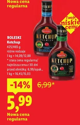 Ketchup łagodny Roleski promocja w Lidl