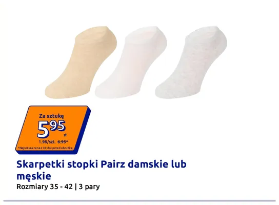Skarpetki stopki Pairz damskie promocja w Action