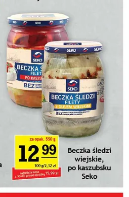 Beczka śledzi filety z olejem wiejskim Seko promocja w Gram Market