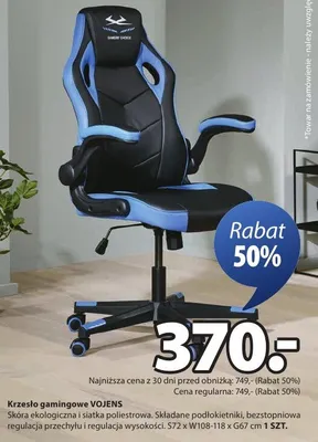 Krzesło gamingowe VOJENS promocja w Jysk