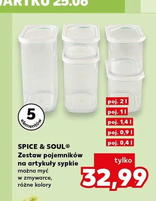 Zestaw pojemników na artykuły sypkie Spice & Soul 5-pak promocja w Kaufland