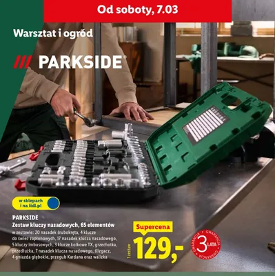Zestaw kluczy nasadowych 65 elementów Parkside promocja w Lidl