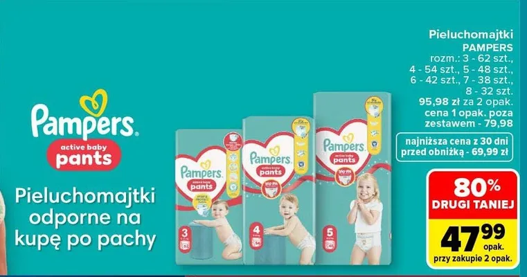Pieluchomajtki Pampers Active Baby Pants rozm 4 promocja w Carrefour