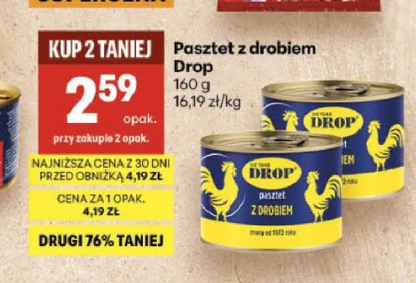 Pasztet z drobiem Drop promocja w Delikatesy Centrum
