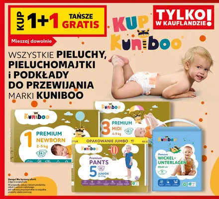 Pieluchy Premium Midi 3 Kuniboo promocja w Kaufland