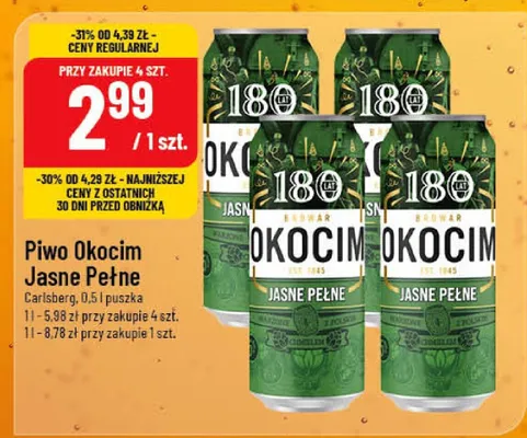 Piwo Okocim Jasne Pełne promocja w POLOmarket