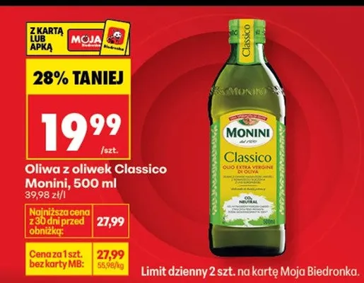 Oliwa z oliwek Classico Monini promocja w Biedronka