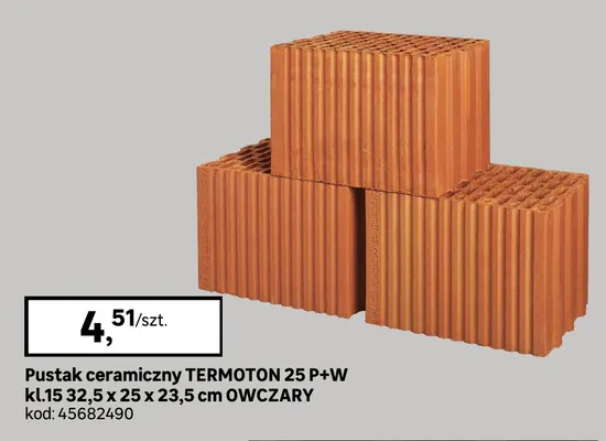 Pustak ceramiczny Termoton 25 P+W kl.15 Owczary promocja w Leroy Merlin