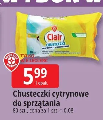 Chusteczki cytrynowe do sprzątania promocja w Leclerc