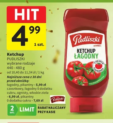 Ketchup Pudliszki promocja w Intermarche