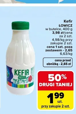 Kefir w butelce Łowicz promocja w Carrefour