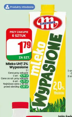 Mleko UHT 2% Wypasione Mlekovita promocja w Dino