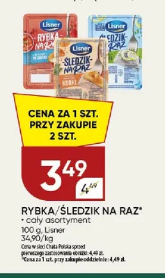 Rybka lub śledzik Na Raz Lisner promocja w Chata Polska