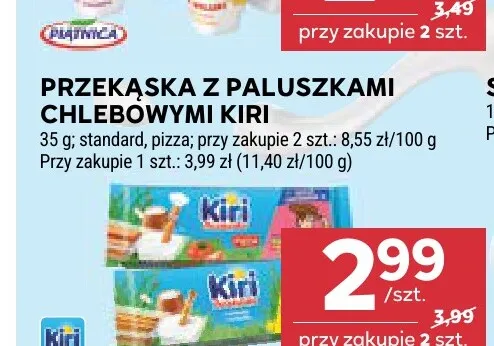 Przekąska z paluszkami chlebowymi pizza Kiri promocja w Stokrotka