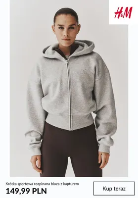 Krótka sportowa rozpinana bluza z kapturem H & M promocja w H&M