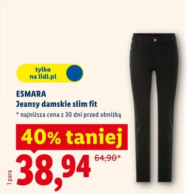 Jeansy damskie slim fit Esmara promocja w Lidl