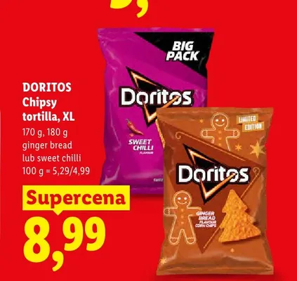 Chipsy tortilla Doritos XL Ginger Bread promocja w Lidl