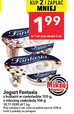 Jogurt z kulkami z czekoladzie, z mleczną czekoladą promocja w LEWIATAN