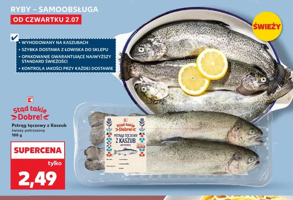 Pstrąg tęczowy z Kaszub świeży patroszony Stąd takie dobre! promocja w Kaufland