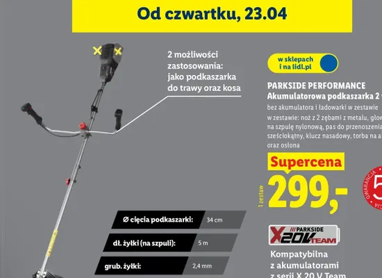 Akumulatorowa podkaszarka 2 w 1, 40 V promocja w Lidl