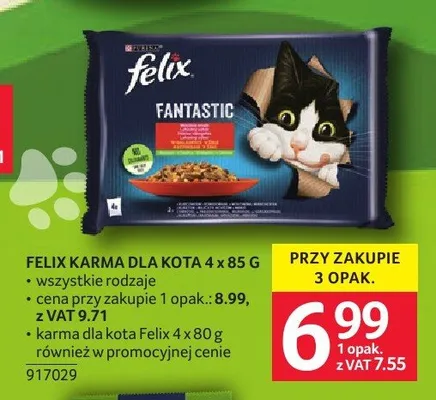 Karma dla kota Felix Fantastic 4-pak promocja w Selgros
