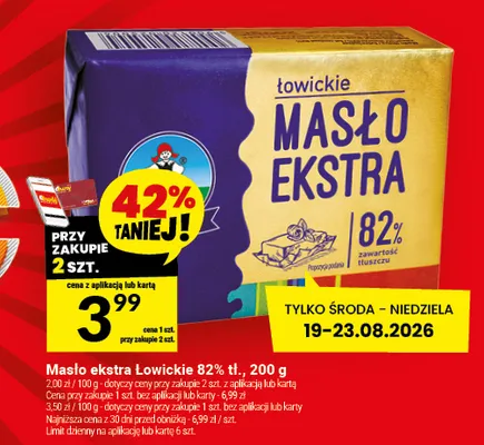 Masło ekstra Łowickie 82% promocja w Twój Market