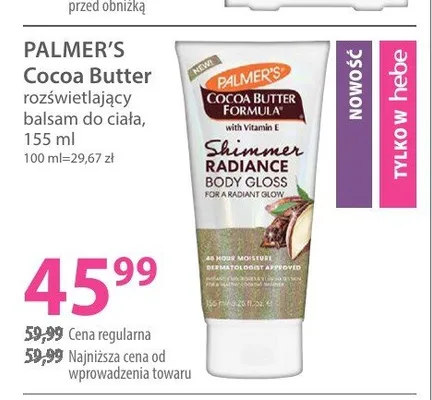 Balsam do ciała Palmer's Cocoa Butter Formula Shimmer Radiance promocja w Hebe
