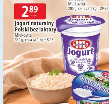 Jogurt naturalny Polski bez laktozy Mlekovita promocja w Leclerc