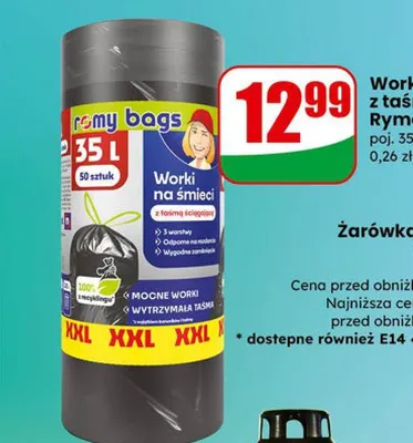 Worki na śmieci z taśmą XXL promocja w Dino
