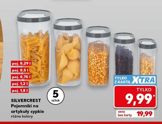 Pojemniki na artykuły sypkie Silvercrest 5-pak promocja w Kaufland