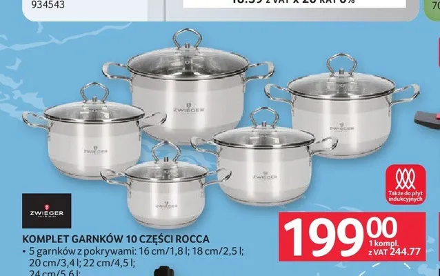 Komplet garnków Zwieger Rocca 10 części promocja w Selgros