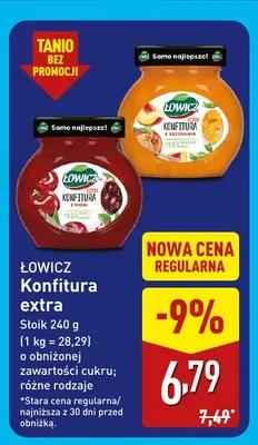 Konfitura extra z brzoskwiń Łowicz promocja w Aldi