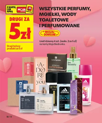 Wszystkie perfumy, mgiełki, wody toaletowe i perfumowane DRUGA ZA 5 ZŁ promocja w Biedronka