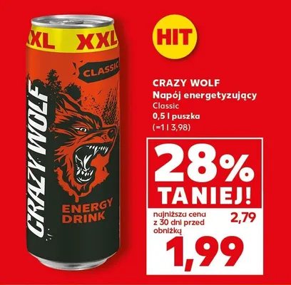 Napój energetyzujący Classic Crazy Wolf promocja w Kaufland