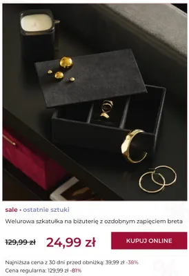 Szkatułka na biżuterię welurowa z ozdobnym zapięciem Breta home&you promocja w home&you