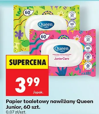 Papier toaletowy nawilżany Queen Junior promocja w Biedronka