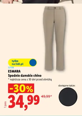 Spodnie damskie chino Esmara promocja w Lidl
