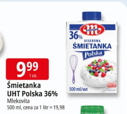 Śmietanka UHT Polska 36% promocja w Leclerc